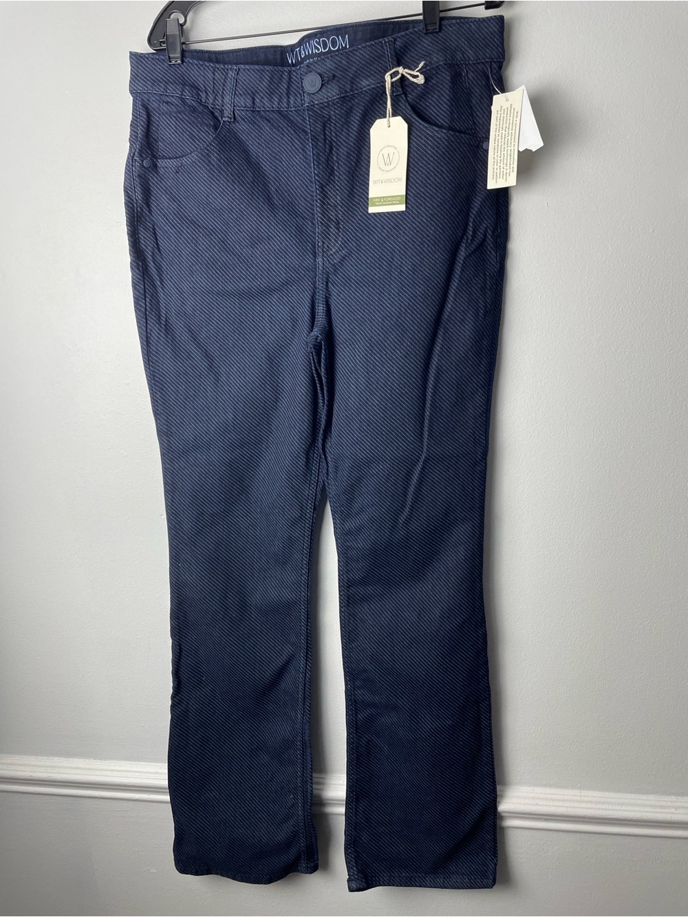 Wit & Wisdom Navy Stripe Flare Jeans Size 16